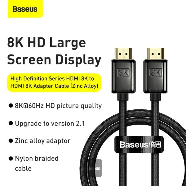 Baseus High Definition Series HDMI 8K to HDMI 8K Adapter Cable - 2 Meter