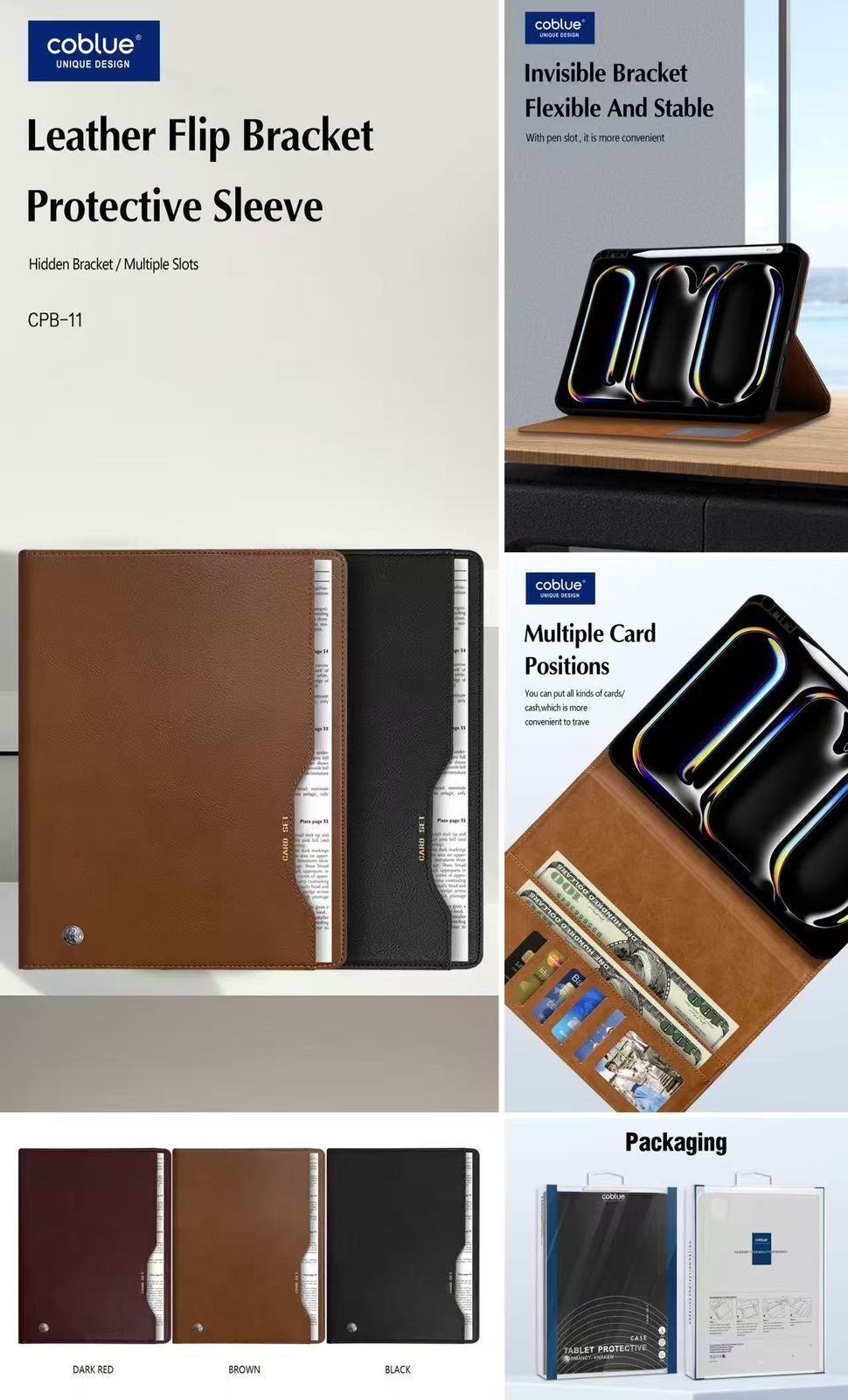 COBLUE Leather Flip Bracket Protective Pouch - CPB-11