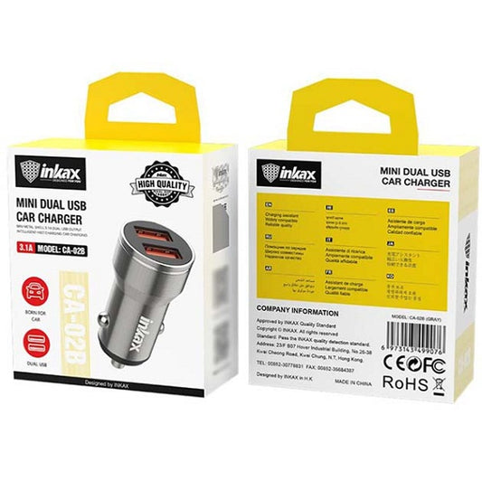 INKAX CA-02B 2 USB 3.1A Fast Charging Car Charger