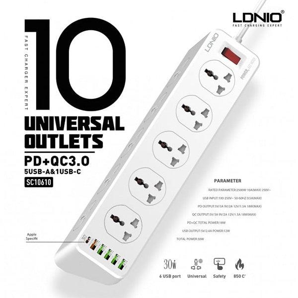 LDNIO SC10610 10Ports Universal Socket