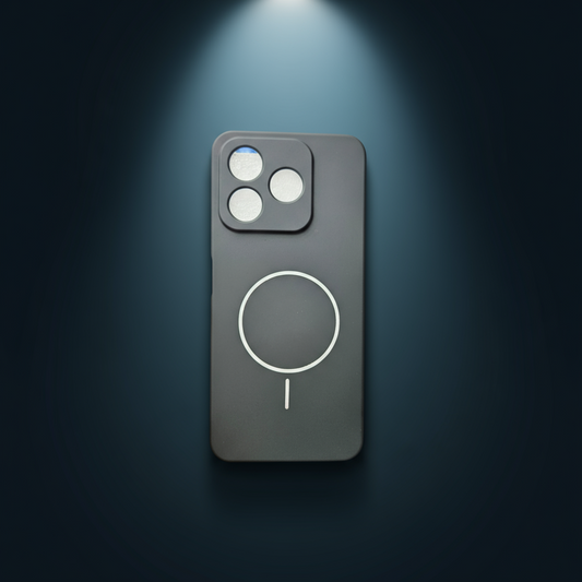 Dark phone case with Apple logo on a dark background