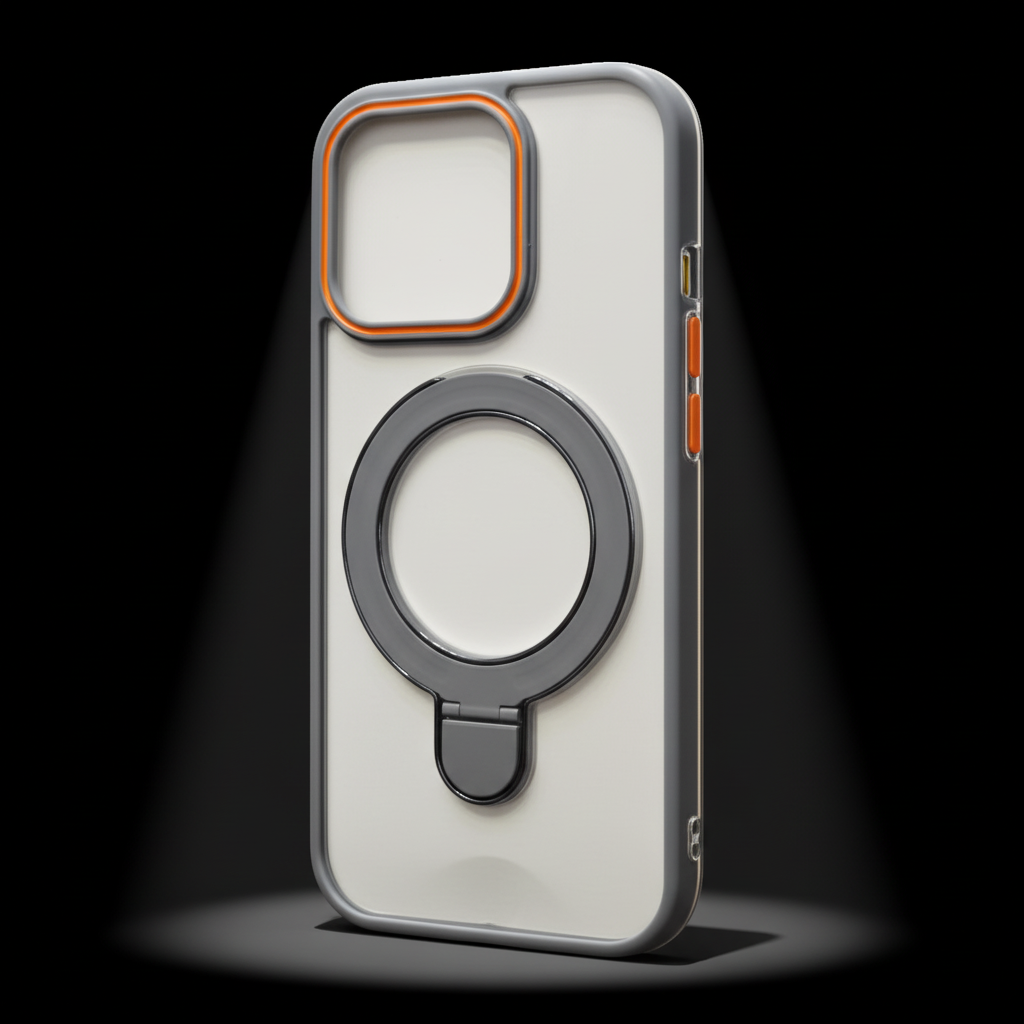 Phone case with a ring holder on a white background