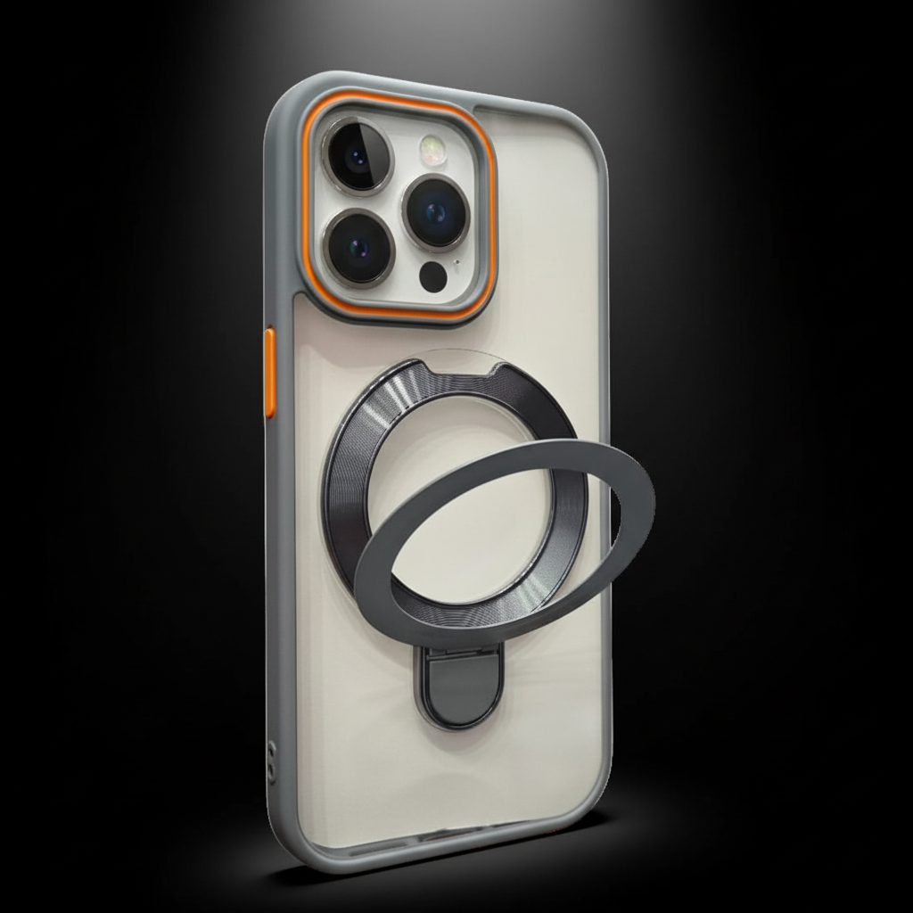 Phone case with a ring holder on a white background