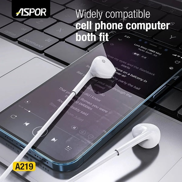 Aspor A219 3.5mm Earphone Hands-free Headphones