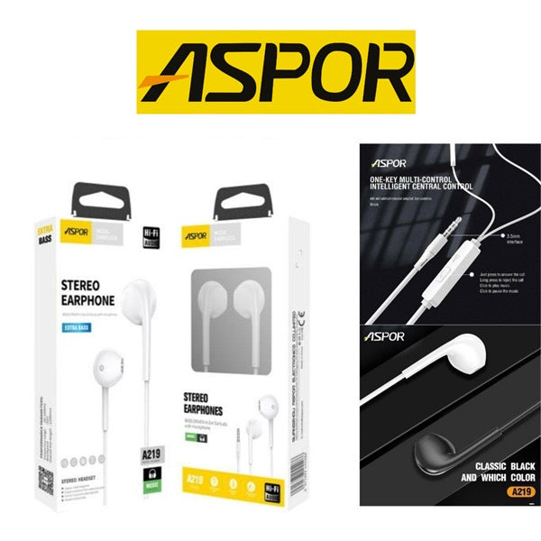 Aspor A219 3.5mm Earphone Hands-free Headphones