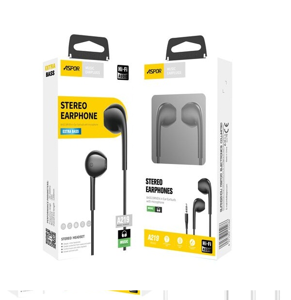 Aspor A219 3.5mm High Bass Quality Sound Earphone