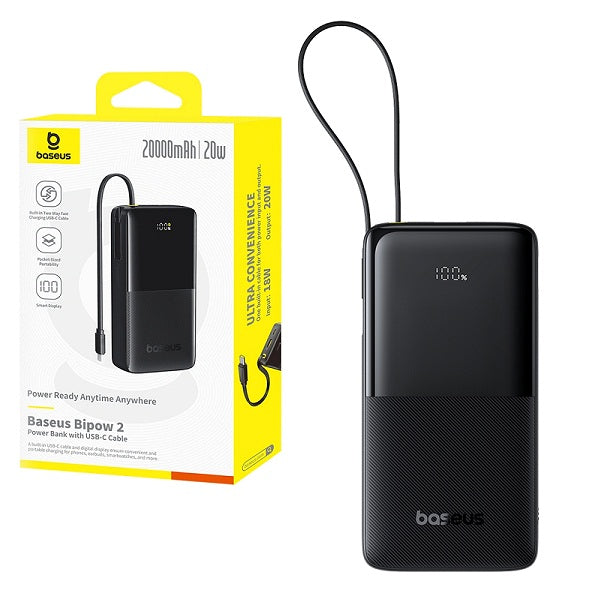 Baseus Bipow 2 Type C Cable 20W 20000mah Digital Display Power Bank