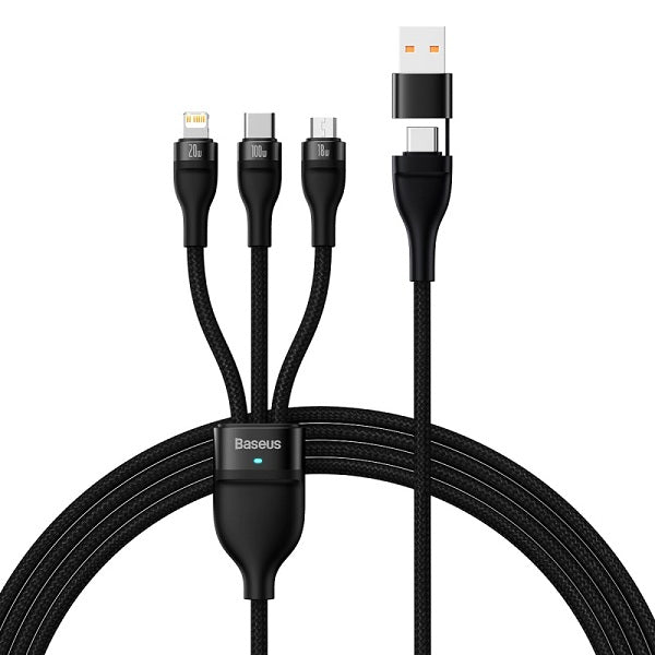 Baseus Flash Series Ⅱ Two-for-three Charging Cable U+C to M+L+C 100W – 1.2m (6M)