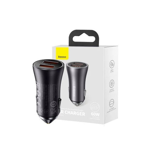 Baseus Golden Contactor Max Dual Fast Charger Car Charger U+U 60W