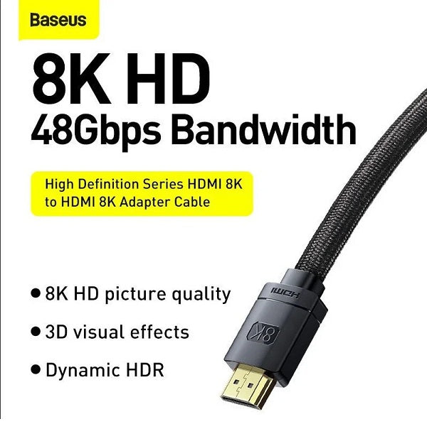 Baseus High Definition Series HDMI 8K to HDMI 8K Adapter Cable - 2 Meter