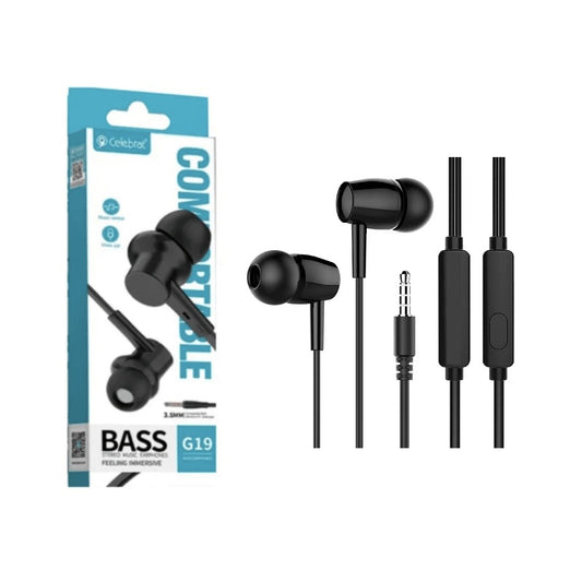 Celebrat G19 Wired Headphones 3.5mm Stereo Sound In-ear Earphone