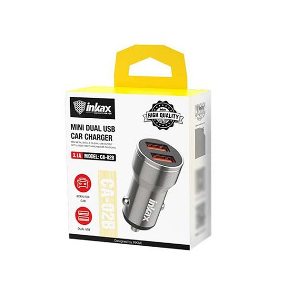 INKAX CA-02B 2 USB 3.1A Fast Charging Car Charger