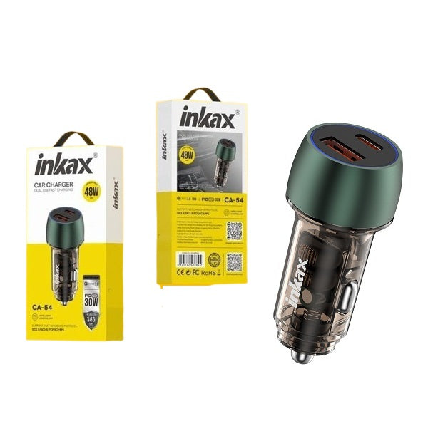Inkax CA-54 A+C 48W Daul USB Fast Charging Car Charger