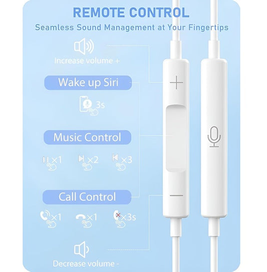 Iphone 15 USB C Earpods Headphones Type-C Handsfree earphone wired (Only for iPhone 15 Series)