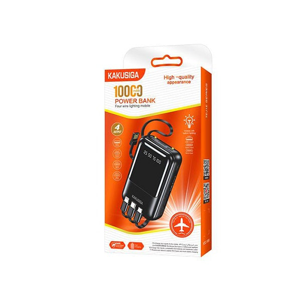 KAKUSIGA KSC-1095 4-in-1 Cable 10000mAh Fast Charging Power Bank