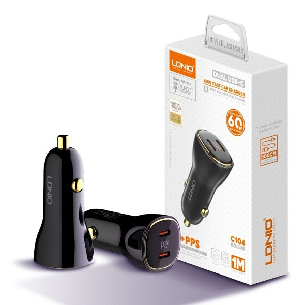 LDNIO C104 60W Dual Super Fast Car Charger