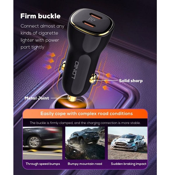 LDNIO C104 60W Dual Super Fast Car Charger