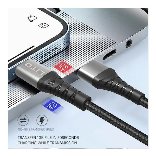 Lito LD08CC Braided Wire Type C to Type C Fast Charging Cable