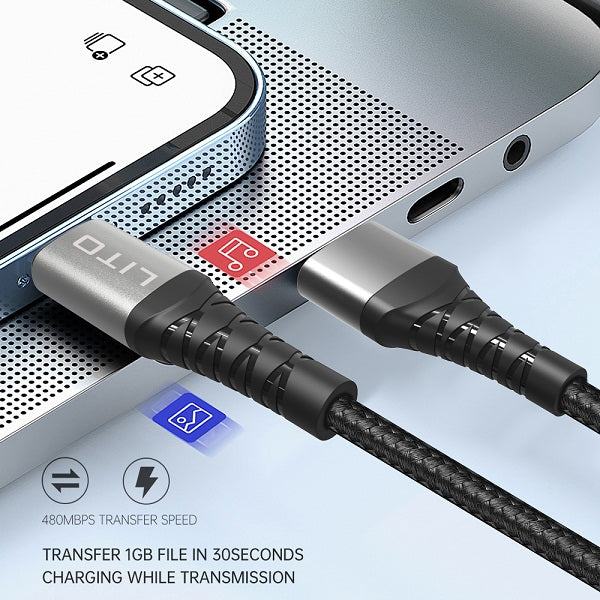 Lito LD08V Braided Wire Type C to Micro Fast Charging Cable