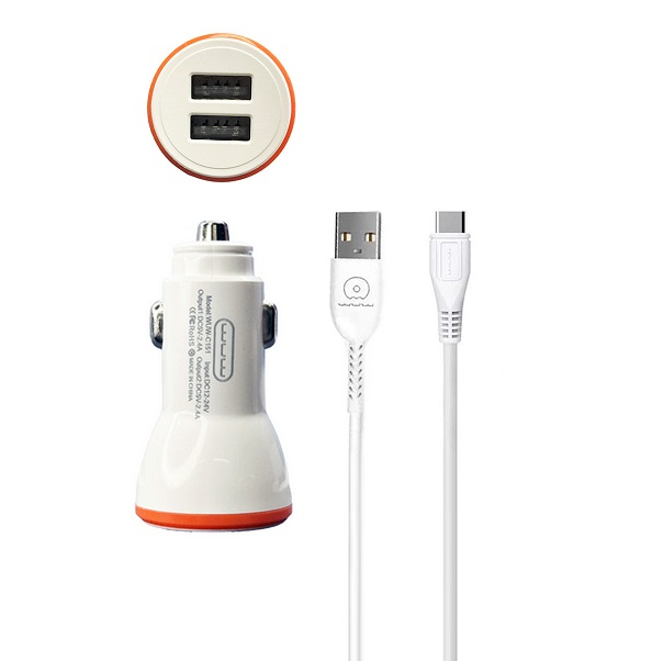 WUW-T71 2.4A 2 USB Car Charger Set (Type C)