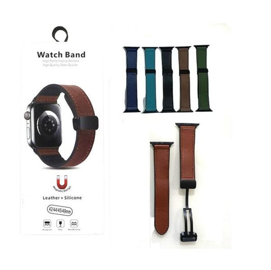 Watch Band Leather + Silicon Magnetic Clasp Smart Watch Band Strap (42mm | 44mm | 45mm | 49mm )
