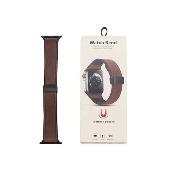 Watch Band Leather + Silicon Magnetic Clasp Smart Watch Band Strap (42mm | 44mm | 45mm | 49mm )