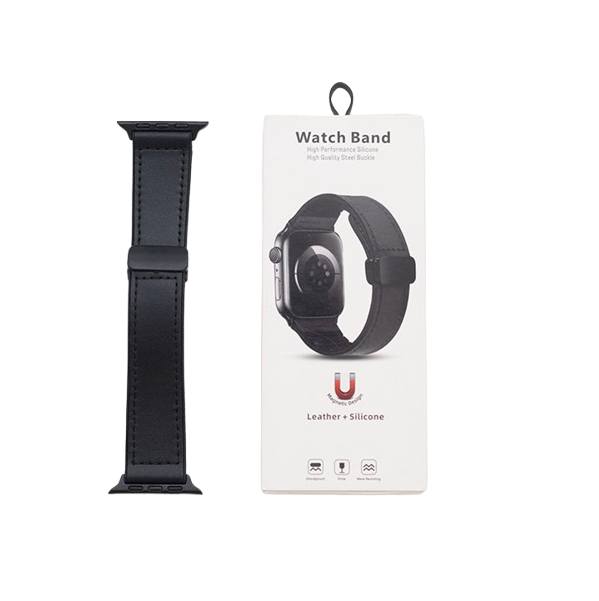 Watch Band Leather + Silicon Magnetic Clasp Smart Watch Band Strap (42mm | 44mm | 45mm | 49mm )