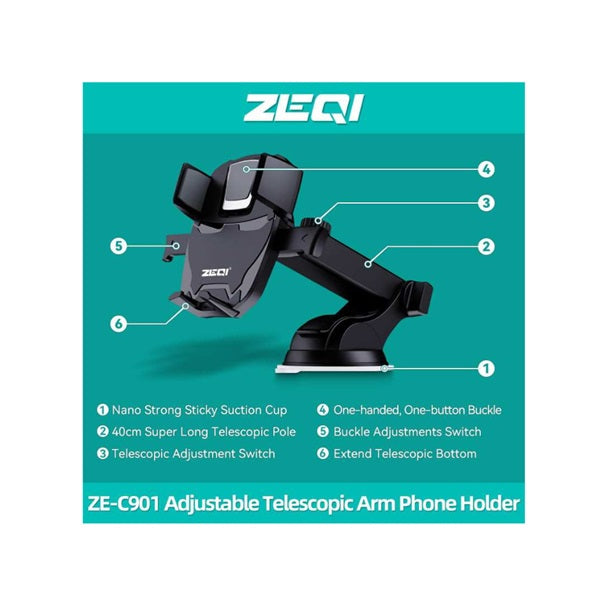 Zeqi ZE-C901 Suction Cup Car Phone Mount Holder