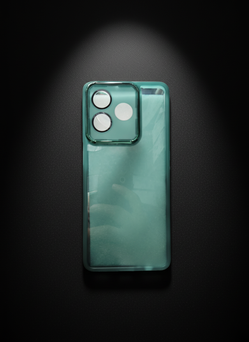 Green phone case with camera cutouts on a white background