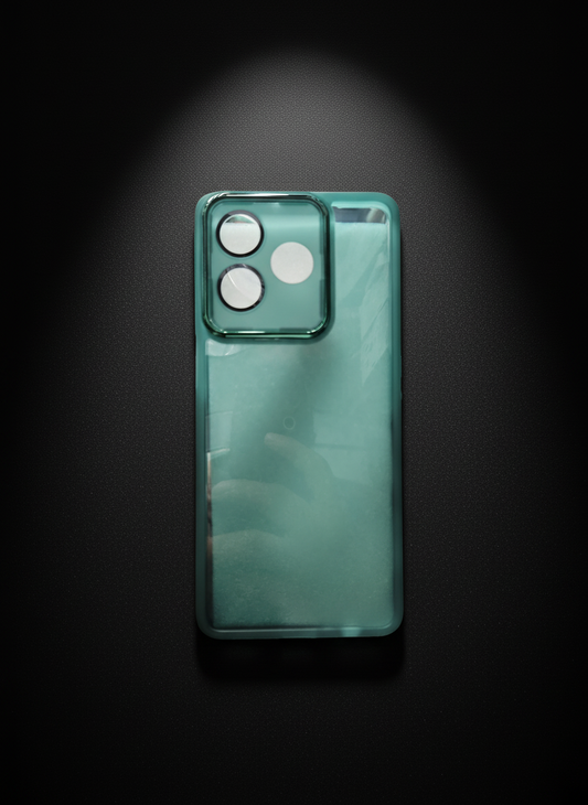 Green phone case with camera cutouts on a white background